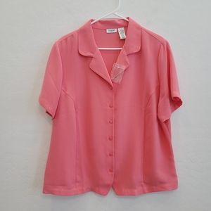 💕 New Liz Baker Pink Button Down Top Women's Size 20W